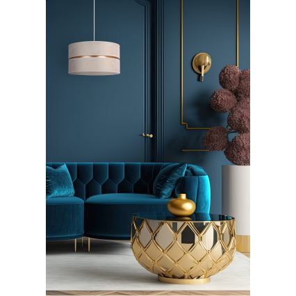 Duolla - Luster na sajli DUO, 1x E27/15 W/230 V, prečnik 40 cm, bela/zlatna