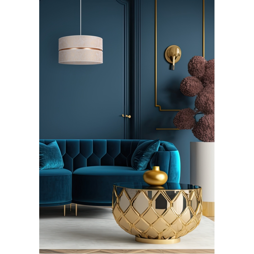 Duolla - Luster na sajli DUO, 1x E27/15 W/230 V, prečnik 40 cm, bela/zlatna