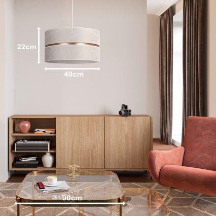 Duolla - Luster na sajli DUO 1xE27/15W/230V pr. 40 cm bela/zlatna