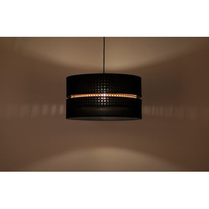 Duolla - Luster na sajli DUO 1xE27/15W/230V pr. 40 cm crno/ratan