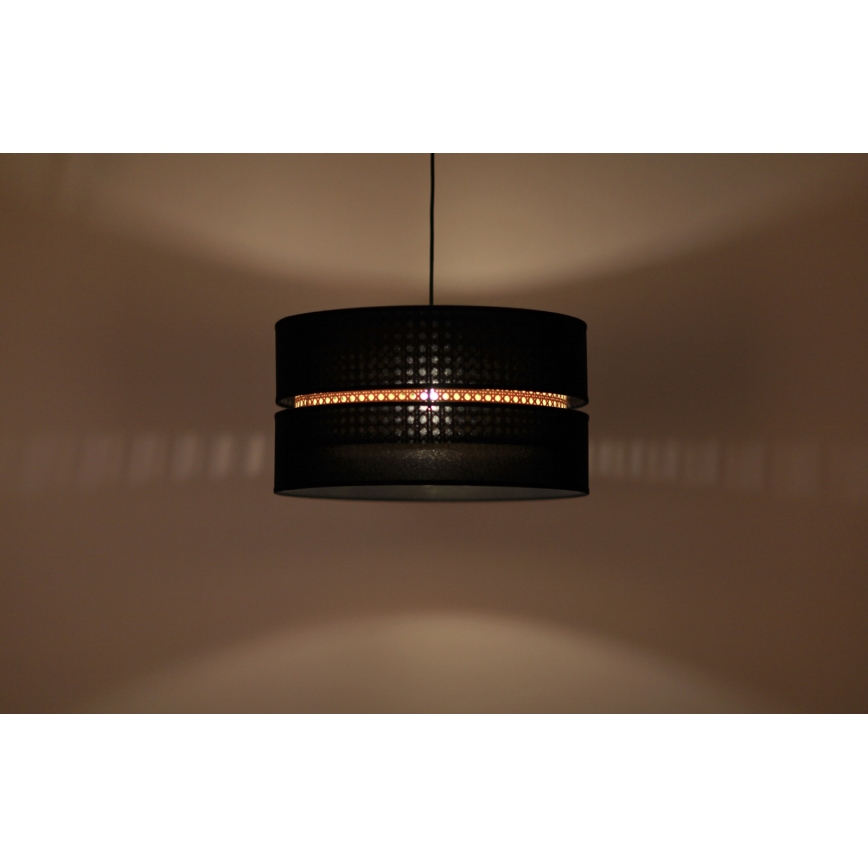 Duolla - Luster na sajli DUO 1xE27/15W/230V pr. 40 cm crno/ratan