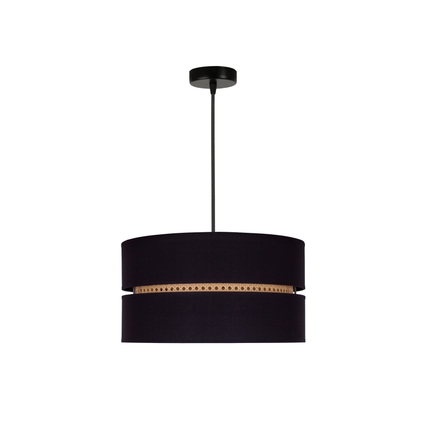 Duolla - Luster na sajli DUO 1xE27/15W/230V pr. 40 cm crno/ratan