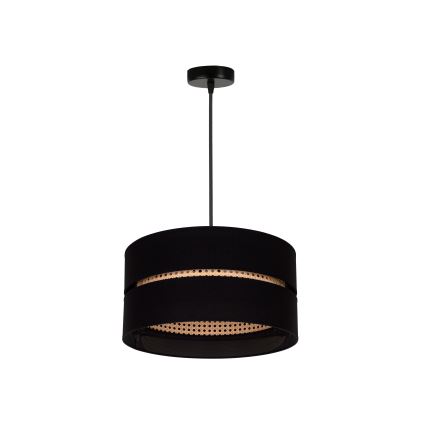 Duolla - Luster na sajli DUO 1xE27/15W/230V pr. 40 cm crno/ratan