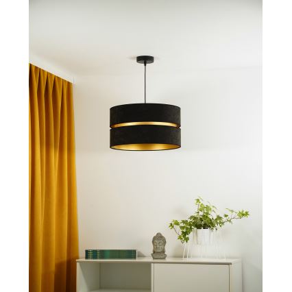 Duolla - Luster na sajli DUO 1xE27/15W/230V pr. 40 cm crno/zlatna