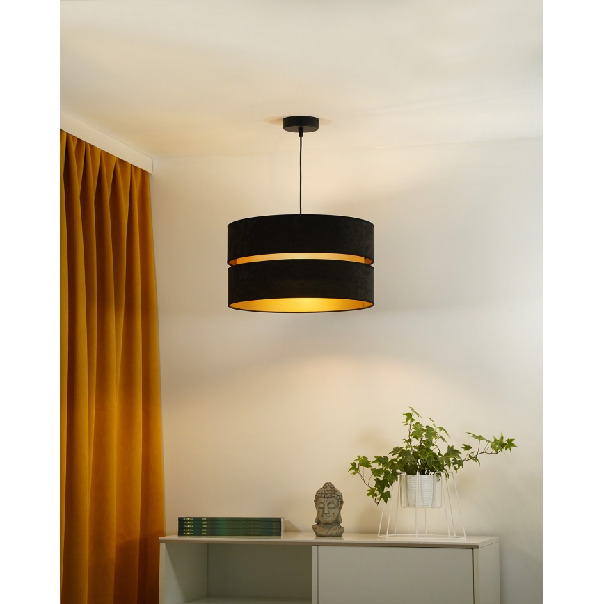 Duolla - Luster na sajli DUO 1xE27/15W/230V pr. 40 cm crno/zlatna