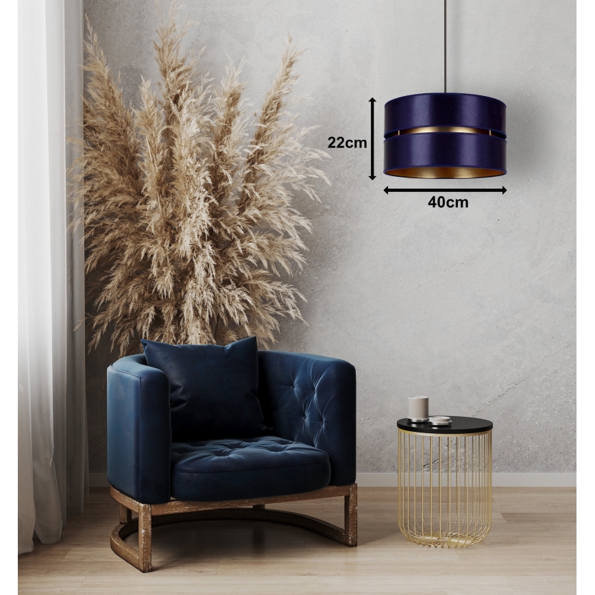 Duolla - Luster na sajli DUO 1xE27/15W/230V pr. 40 cm plava/zlatna