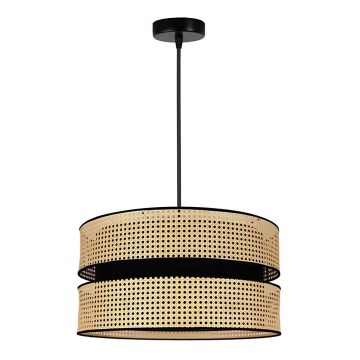 Duolla - Luster na sajli DUO 1xE27/15W/230V pr. 40 cm ratan/crno