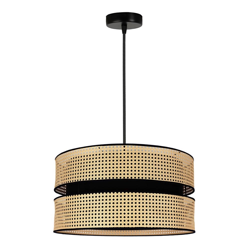 Duolla - Luster na sajli DUO 1xE27/15W/230V pr. 40 cm ratan/crno
