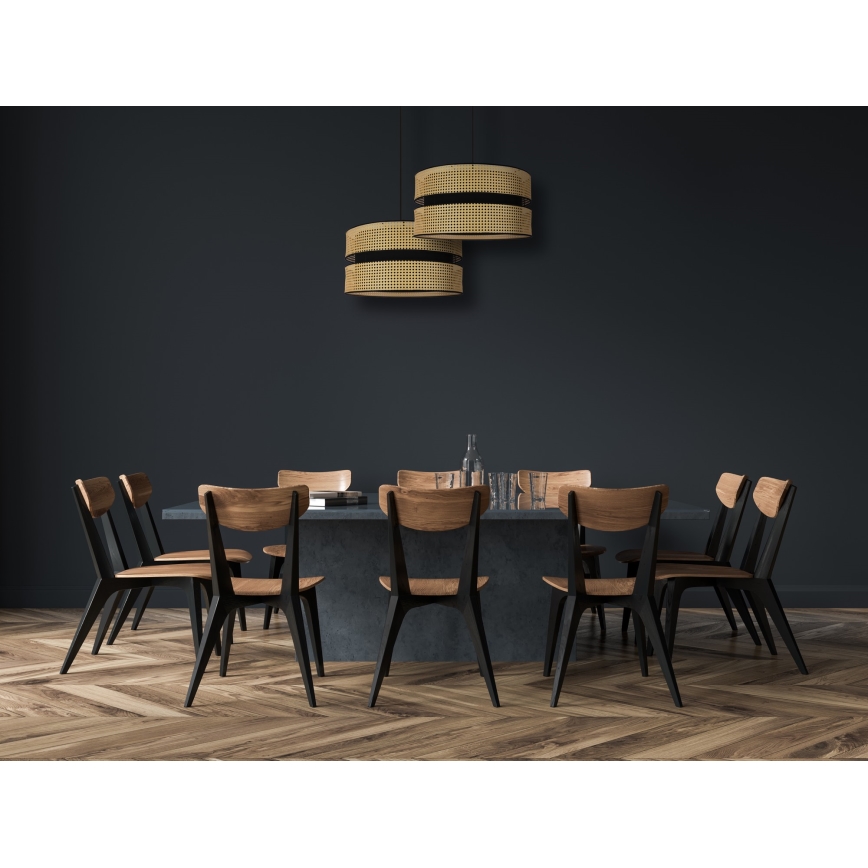 Duolla - Luster na sajli DUO 1xE27/15W/230V pr. 40 cm ratan/crno