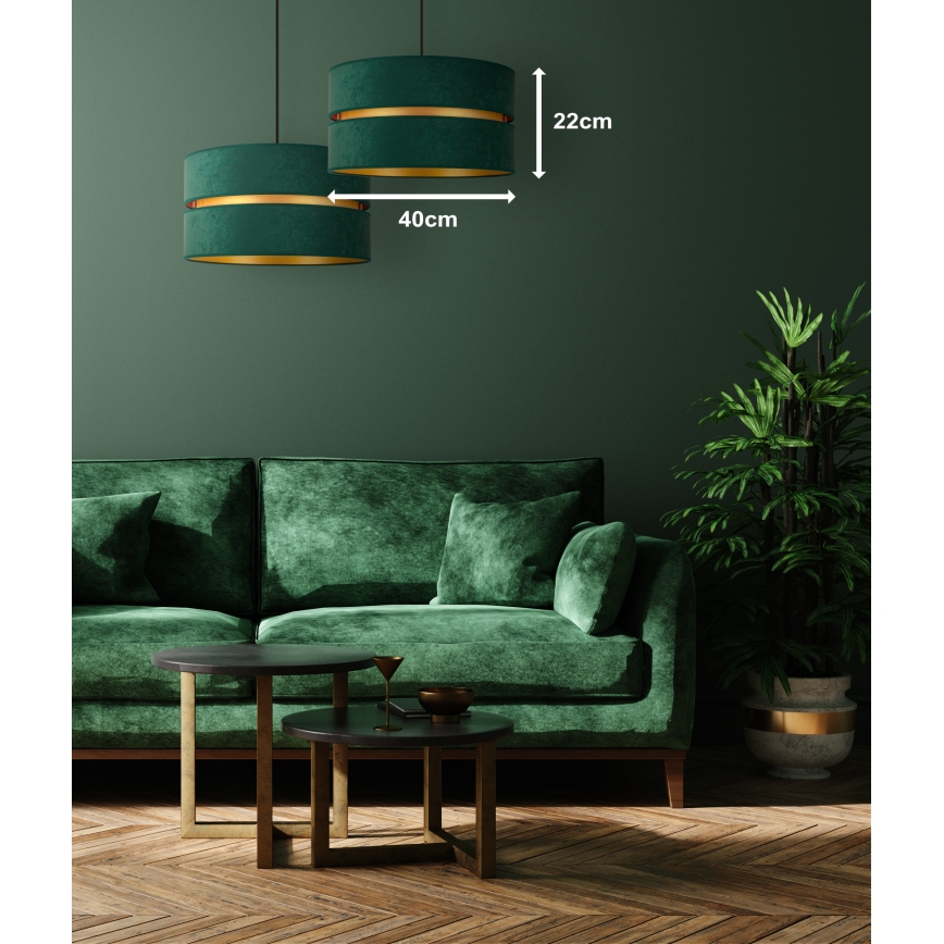 Duolla - Luster na sajli DUO 1xE27/15W/230V pr. 40 cm zelena/zlatna