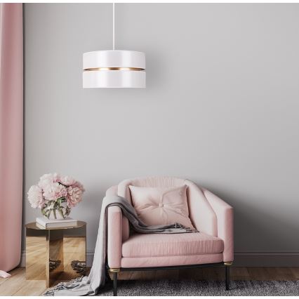 Duolla - Luster na sajli DUO 1xE27/15W/230V prečnik 40 cm bela/zlatna