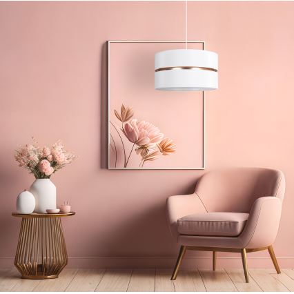 Duolla - Luster na sajli DUO 1xE27/15W/230V prečnik 40 cm bela/zlatna