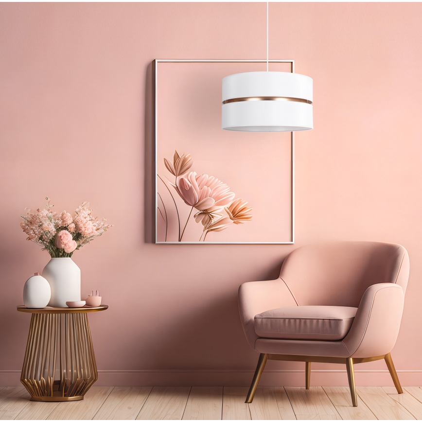 Duolla - Luster na sajli DUO 1xE27/15W/230V prečnik 40 cm bela/zlatna