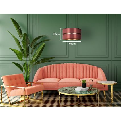 Duolla - Luster na sajli DUO 1xE27/15W/230V prečnik 40 cm bordo/zlatna