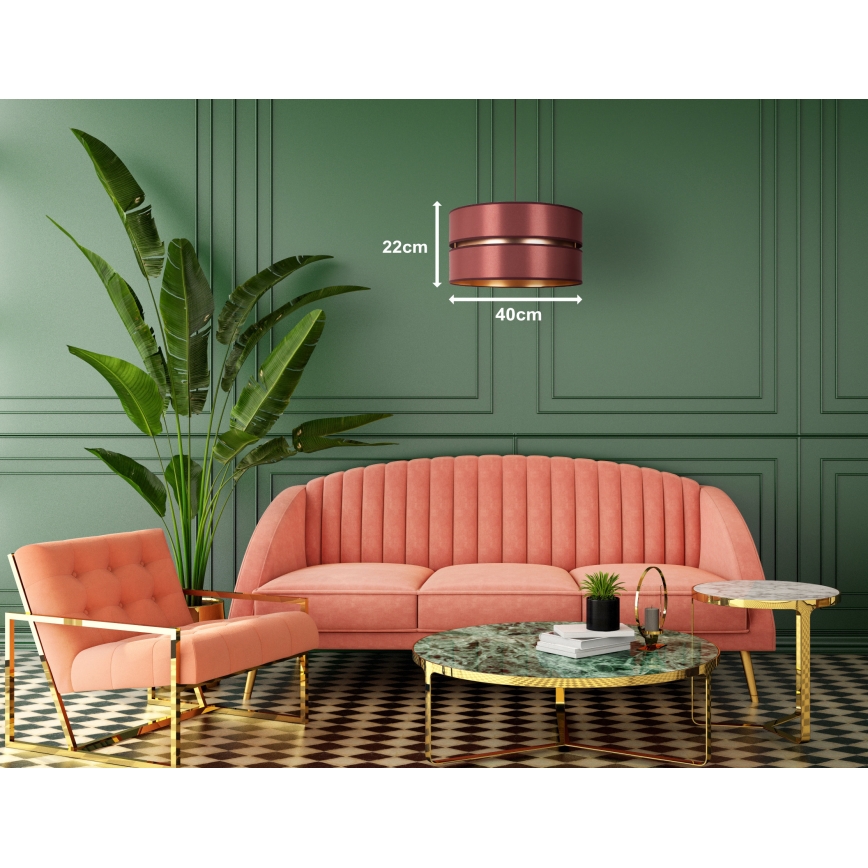 Duolla - Luster na sajli DUO 1xE27/15W/230V prečnik 40 cm bordo/zlatna