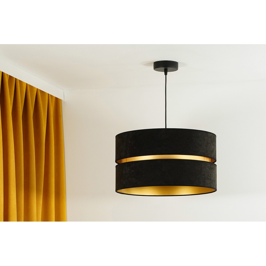 Duolla - Luster na sajli DUO 1xE27/15W/230V prečnik 40 cm crna/zlatna