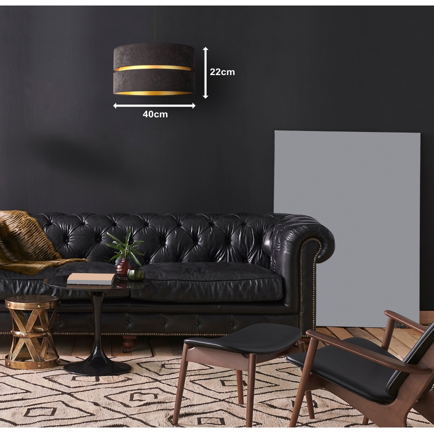 Duolla - Luster na sajli DUO 1xE27/15W/230V prečnik 40 cm crna/zlatna