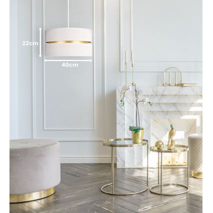 Duolla - Luster na sajli DUO 1xE27/15W/230V, prečnik 40 cm, krem/zlatna