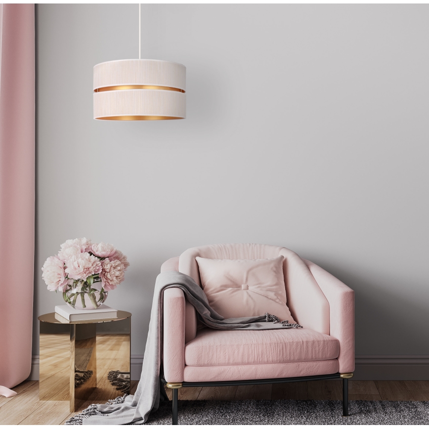 Duolla - Luster na sajli DUO 1xE27/15W/230V prečnik 40 cm krem/zlatna