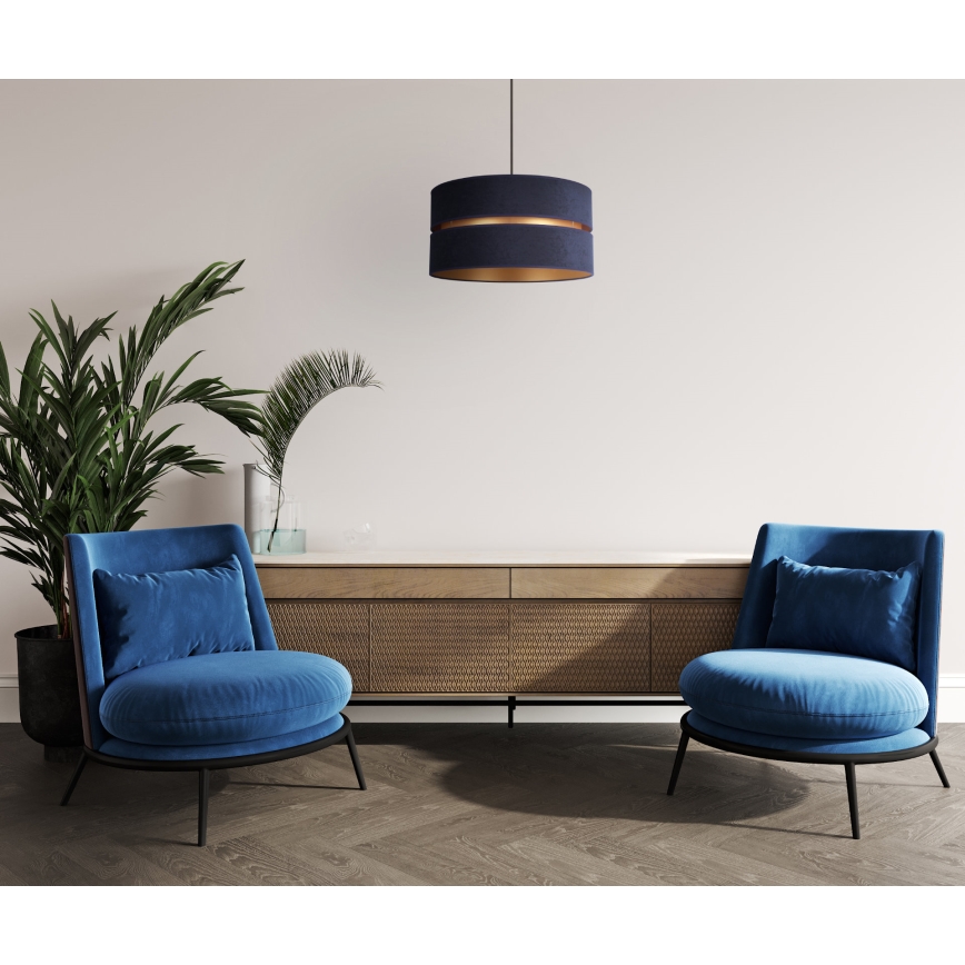 Duolla - Luster na sajli DUO 1xE27/15W/230V, prečnik 40 cm, plava/zlatna