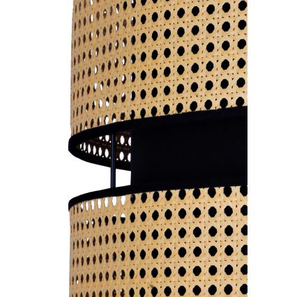 Duolla - Luster na sajli DUO 1xE27/15W/230V, prečnik 40 cm, ratan/crna