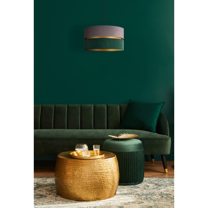 Duolla - Luster na sajli DUO 1xE27/15W/230V prečnik 40 cm siva/zelena/zlatna