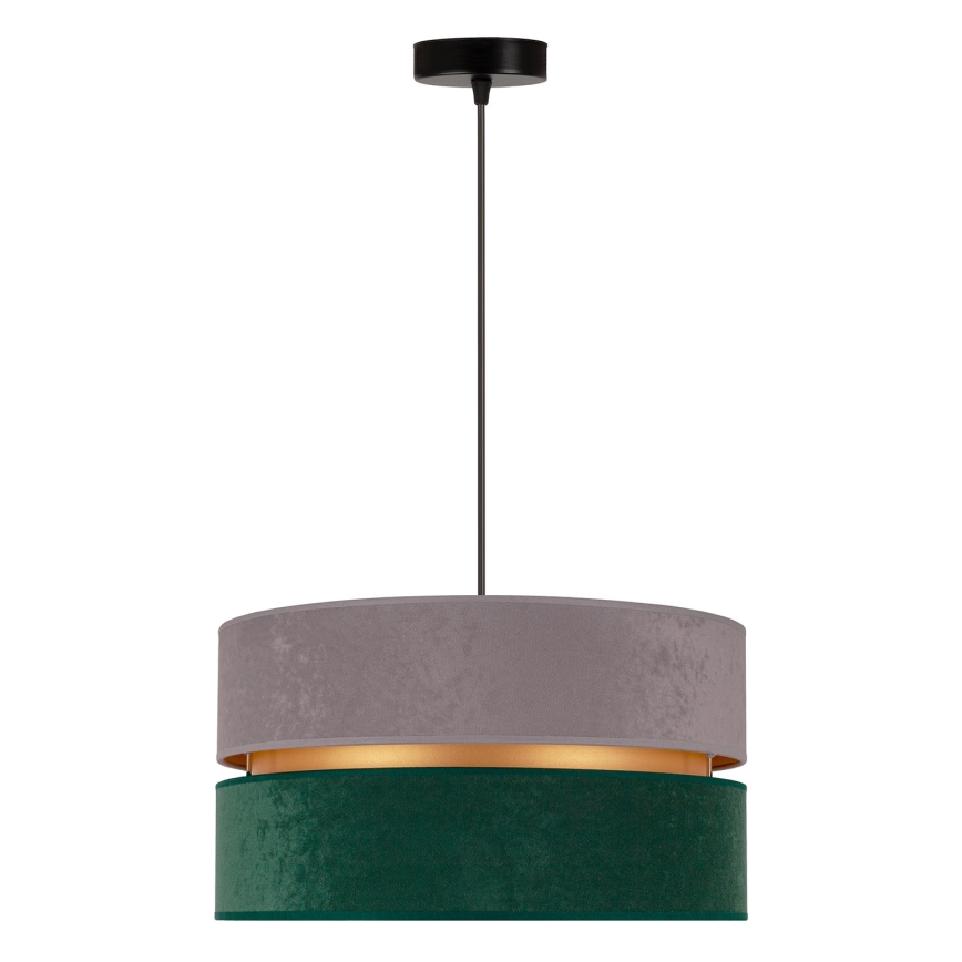 Duolla - Luster na sajli DUO 1xE27/15W/230V prečnik 40 cm siva/zelena/zlatna