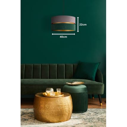 Duolla - Luster na sajli DUO 1xE27/15W/230V prečnik 40 cm siva/zelena/zlatna