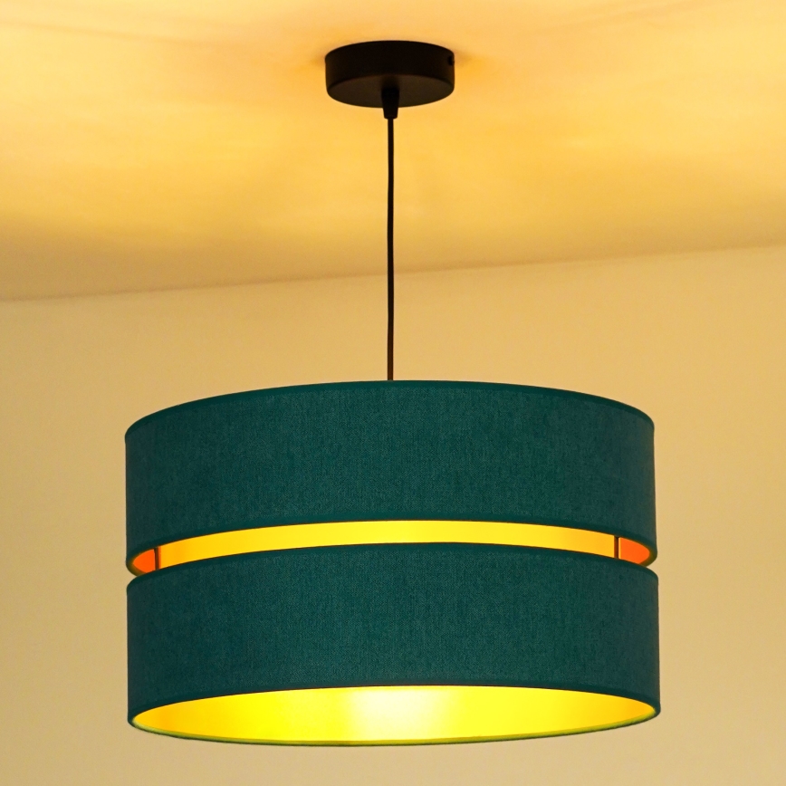 Duolla - Luster na sajli DUO 1xE27/15W/230V prečnik 40 cm tirkizna/zlatna