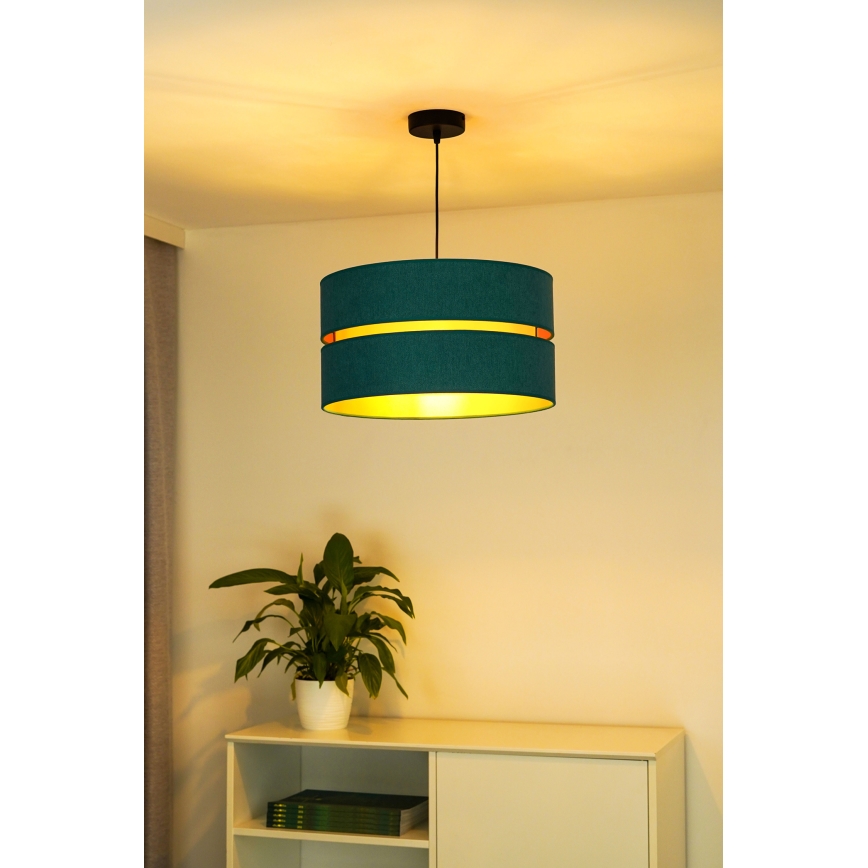 Duolla - Luster na sajli DUO 1xE27/15W/230V prečnik 40 cm tirkizna/zlatna