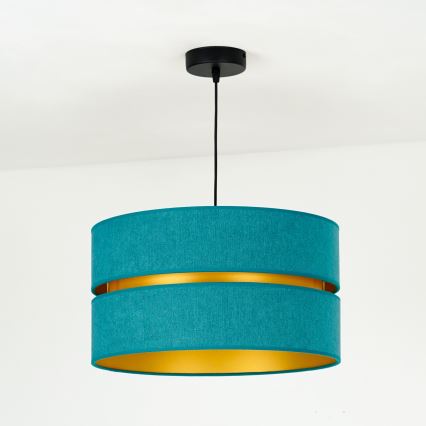 Duolla - Luster na sajli DUO 1xE27/15W/230V prečnik 40 cm tirkizna/zlatna