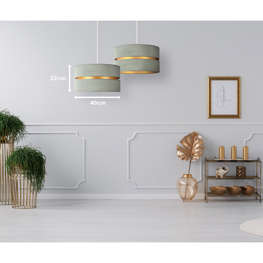 Duolla - Luster na sajli DUO 1xE27/15W/230V, prečnik 40 cm, zelena/zlatna