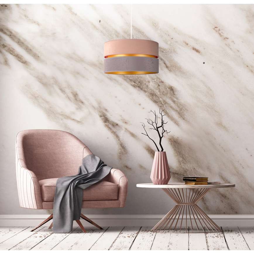 Duolla - Luster na sajli DUO 1xE27/15W/230V Ø 40 cm bež-siva