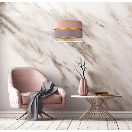 Duolla - Luster na sajli DUO 1xE27/15W/230V Ø 40 cm bež-siva