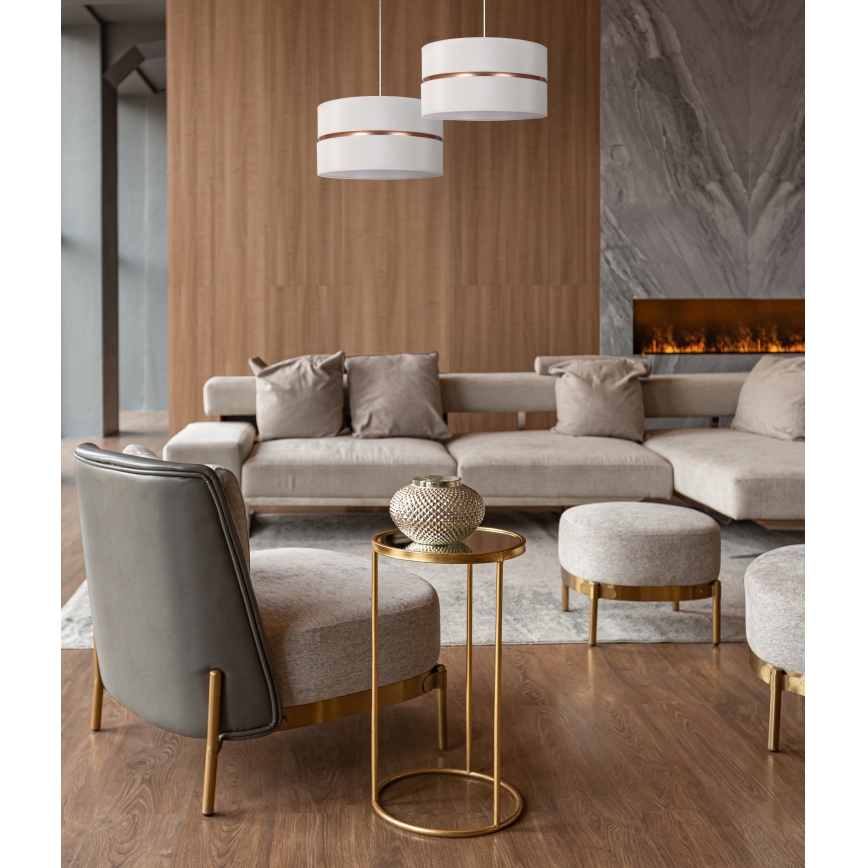 Duolla - Luster na sajli DUO 1xE27/15W/230V Ø 40 cm krem/zlatna