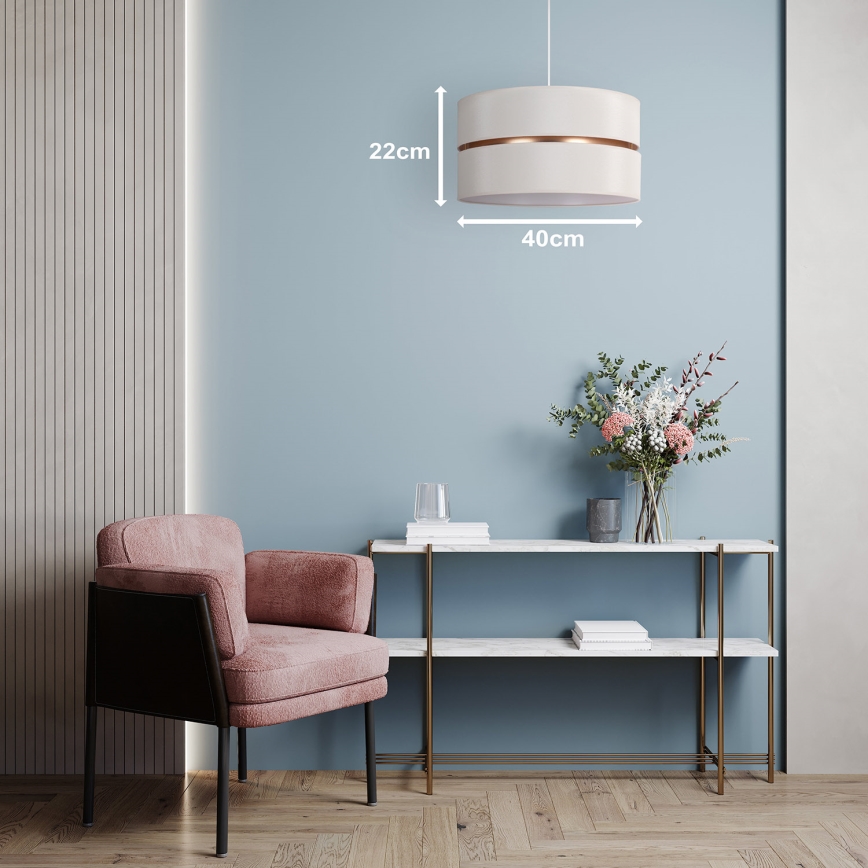 Duolla - Luster na sajli DUO 1xE27/15W/230V Ø 40 cm krem/zlatna