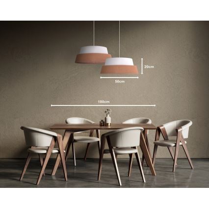 Duolla - Luster na sajli GALAXY 1xE27/15W/230V pr. 50 cm braon/bela