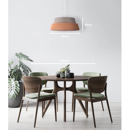 Duolla - Luster na sajli GALAXY 1xE27/40W/230V pr. 50 cm sivo/braon