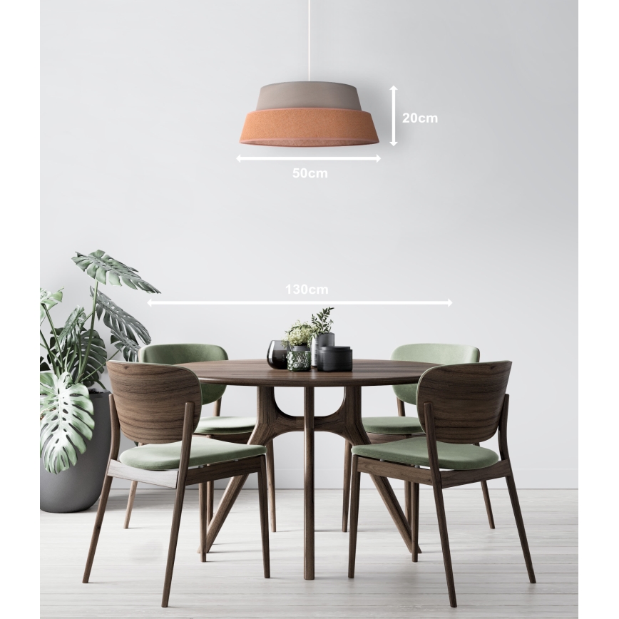 Duolla - Luster na sajli GALAXY 1xE27/40W/230V pr. 50 cm sivo/braon