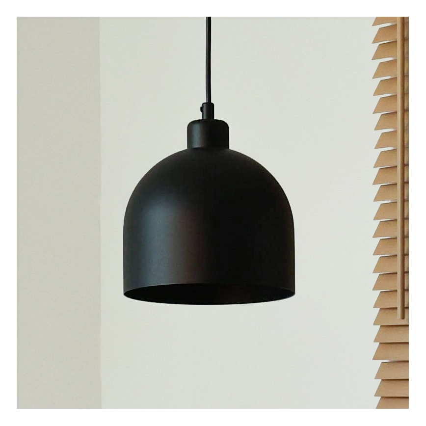 Duolla - Luster na sajli IRONLINE 1xE27/15W/230V, prečnik 17 cm, crna