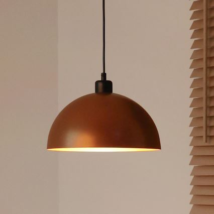 Duolla - Luster na sajli IRONLINE 1xE27/15W/230V prečnik 27 cm bakarna/crna