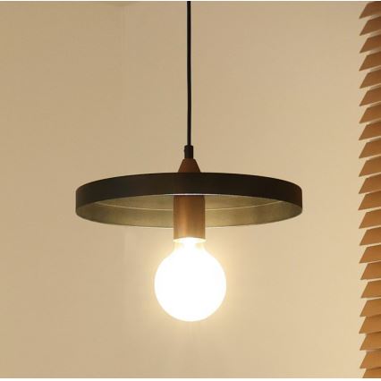 Duolla - Luster na sajli IRONLINE 1xE27/15W/230V prečnik 30 cm crna/bakarna