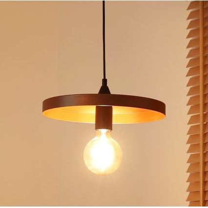 Duolla - Luster na sajli IRONLINE 1xE27/15W/230V Ø 30 cm bakarna/crna