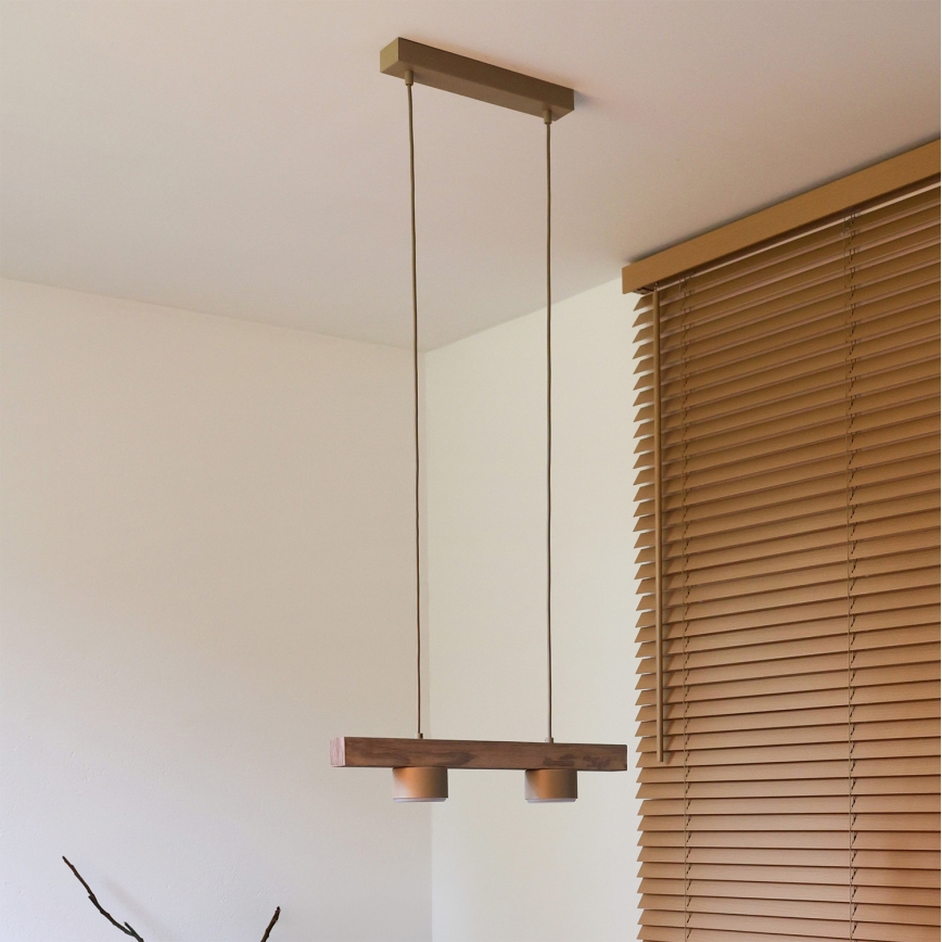 Duolla - Luster na sajli IRONLINE 2xGX53/3W/230V borovina hrast/bež