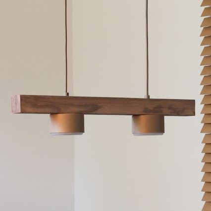 Duolla - Luster na sajli IRONLINE 2xGX53/3W/230V borovina hrast/bež