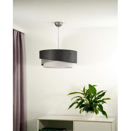 Duolla - Luster na sajli KOBO 1xE27/15W/230V pr. 45 cm antracit/sivo/bela