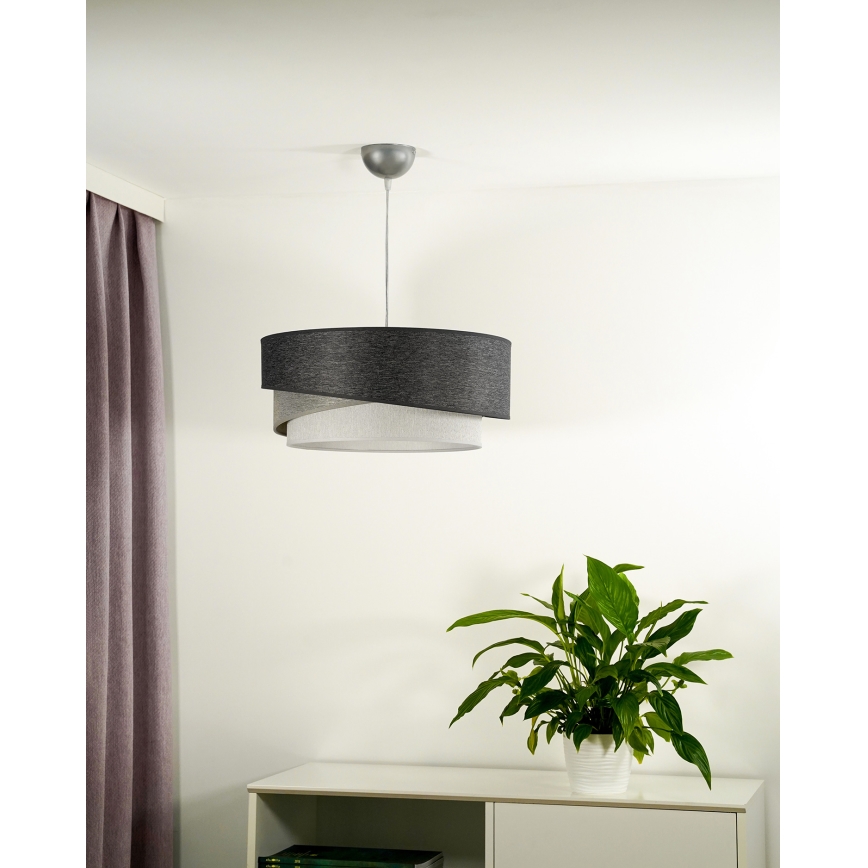 Duolla - Luster na sajli KOBO 1xE27/15W/230V pr. 45 cm antracit/sivo/bela