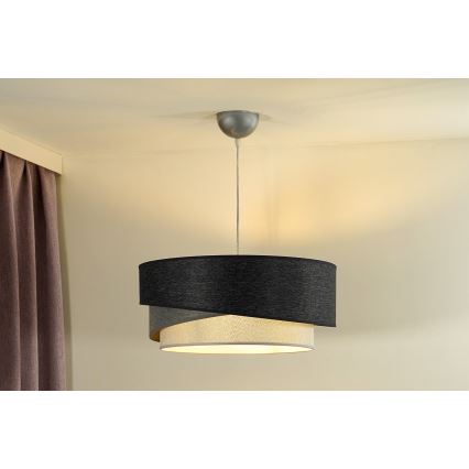 Duolla - Luster na sajli KOBO 1xE27/15W/230V pr. 45 cm antracit/sivo/bela