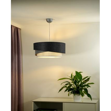 Duolla - Luster na sajli KOBO 1xE27/15W/230V pr. 45 cm antracit/sivo/bela