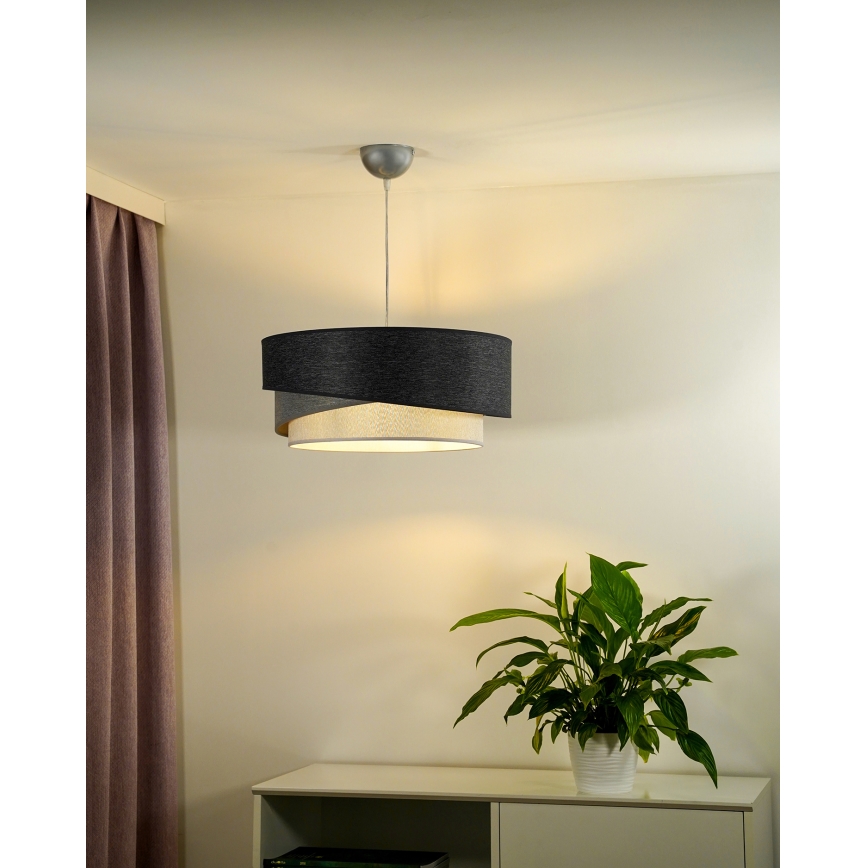 Duolla - Luster na sajli KOBO 1xE27/15W/230V pr. 45 cm antracit/sivo/bela